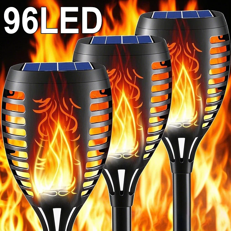 96 LED Solar Waterproof Flickering Flames Torch Lights Outdoor Solar Lantern Landscape Garden Decoration Lighting Solar Lights Garden Light Solar Decoration Light Solar Torch Lights