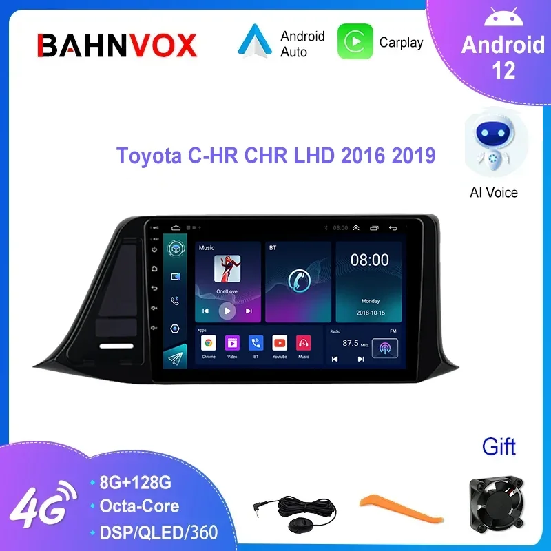 

Автомобильная магнитола 2DIN, 9 дюймов, Android 12,0, для Toyota C-HR CHR 2016-2019, мультимедийный видеоплеер, GPS-навигация, Carplay, 4G