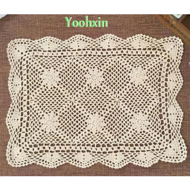 Modern White Cotton Crochet Table Cloth Rectangular Lace Tea Tablecloth
