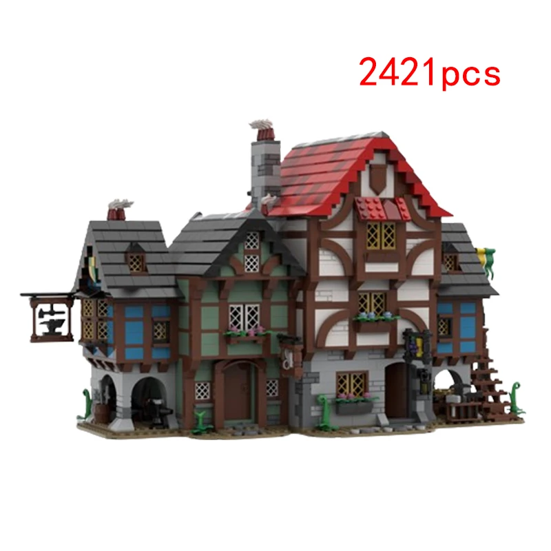 

Ready stock MOC-150889 Medieval Alley [Bundle] European architectural style small particle assembled building block toy model