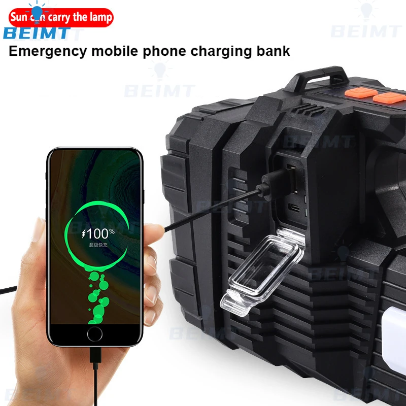 LED Flashlight LED Lights Camping Lamp Camping Lights Solar Flood Light Solar Lantern High Power Hand Lamp Solar Energy USB Rechargeable LED Flashlight Outdoor Camping Floodlight Emergency Power Torch Warning Light