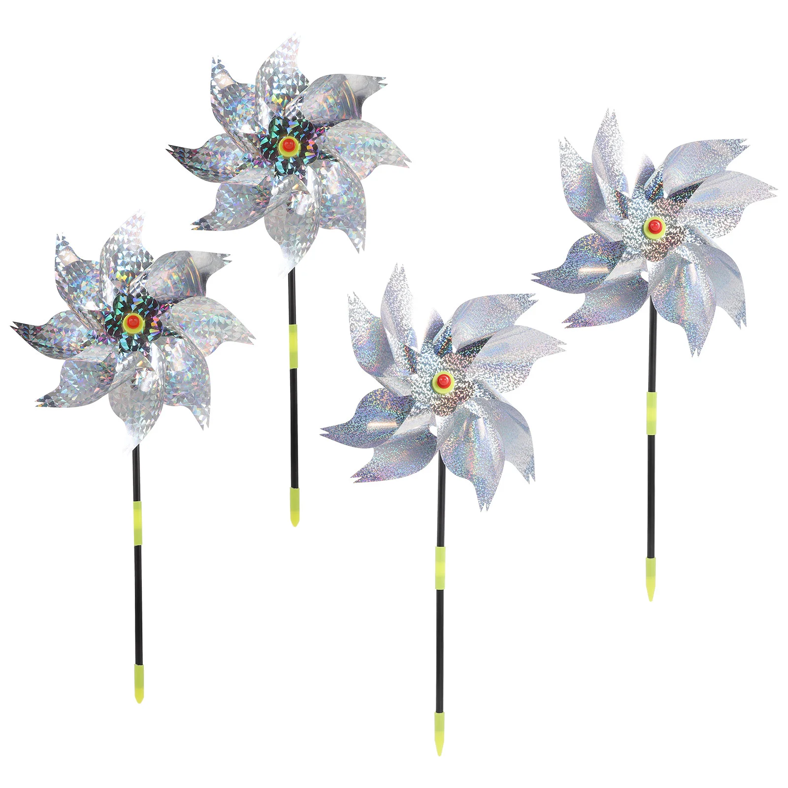 

4 Pcs Reflective Bird Repeller Pinwheel for Deterrent Decor Windmill Yard Spinner Garden Decoration Plastic Ornament