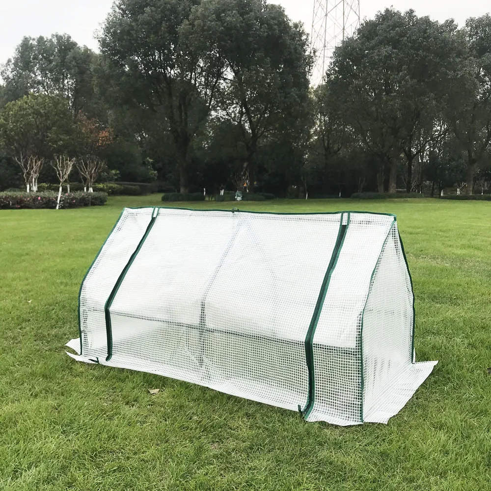 Mini Cloche Greenhouse with Zipper Doors  Portable Seedling Greenhouse with Zippered Doors Steel Wire Frame with PVC  CoverOut