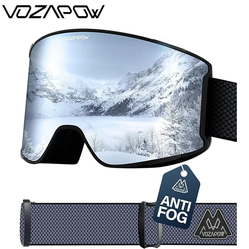 Vozapow Ski Goggles UV400 Glare Protection Skiing Mask Snowboard Accessories Men Women Snow Sunglasses Super View Anti Fog Lens 2