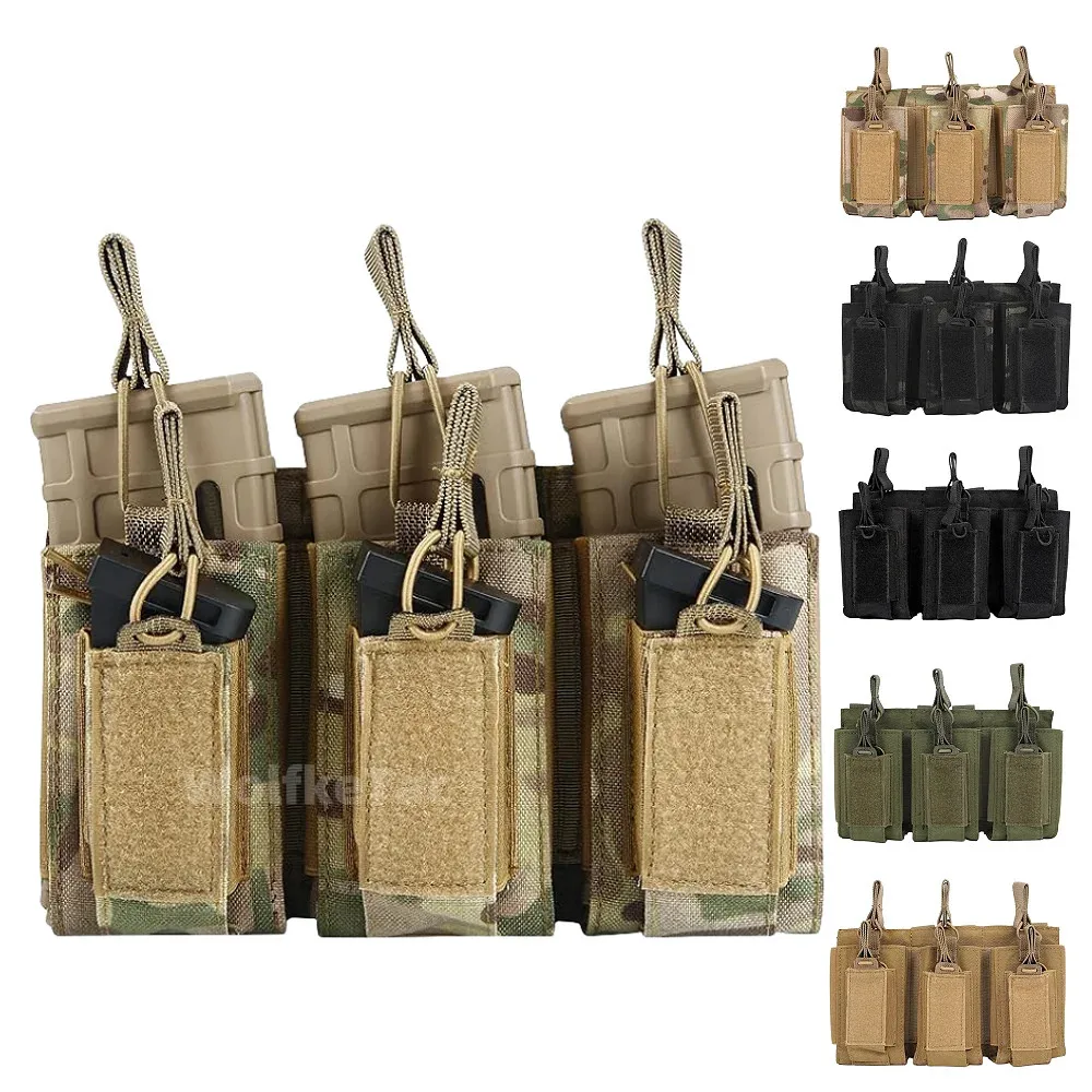 

Military Tactical Edc Triple Gun Magazine Pouch Molle System Accessories Universal Cartridge Holder for M4 M14 M16 AK AR Glock