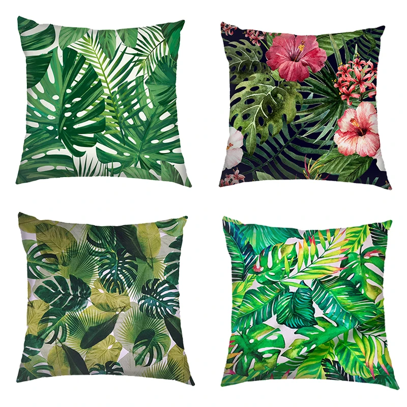 

Tropical Leaf Cushion Covers Tropical Plants Flowers Pillowcases Sofa Home Decoration Pillowcase Home Party Car Bedding Gift