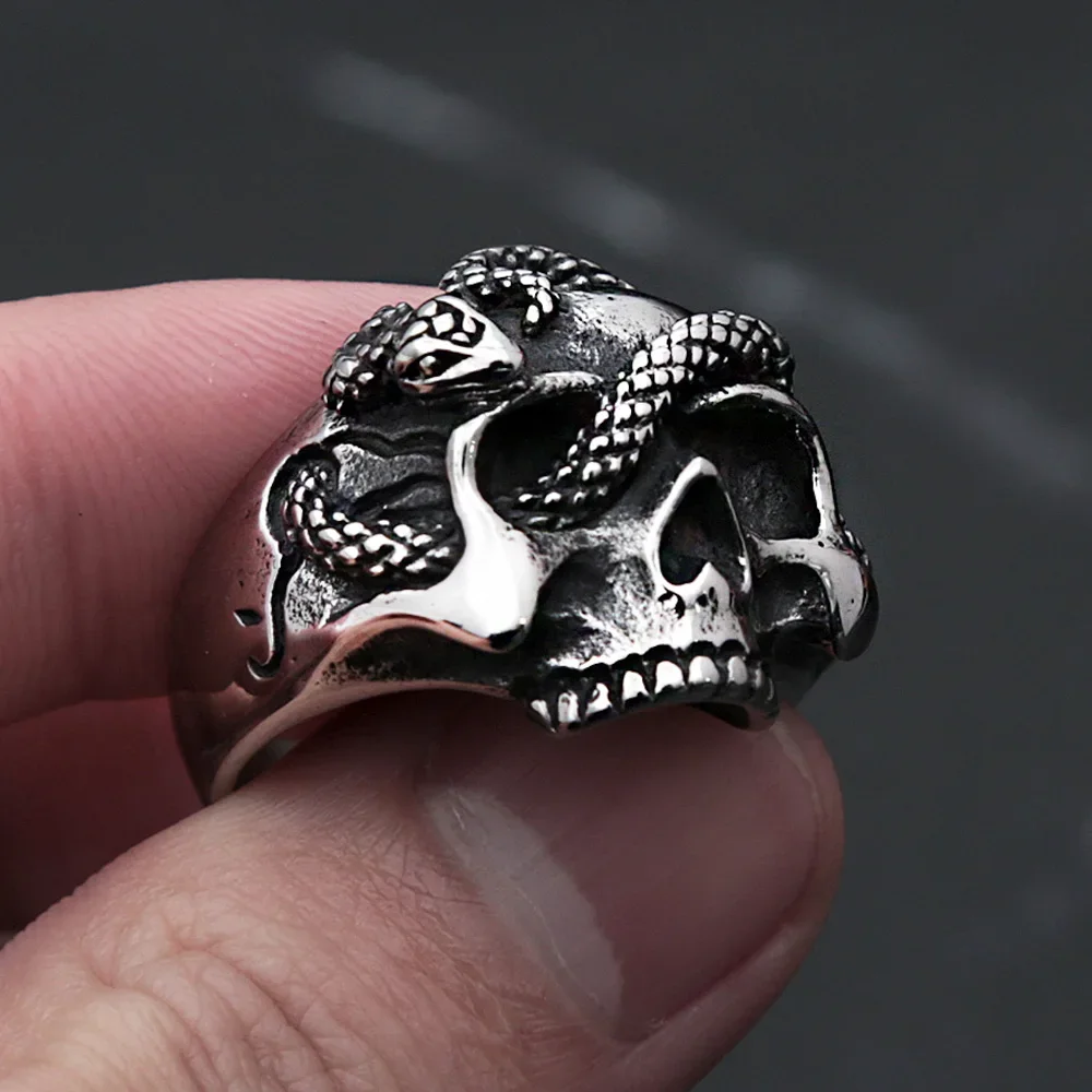 Vintage-Punk-Hip-Hop-Snake-Skull-Ring-Stainless-Steel-Snake-Rings-For ...