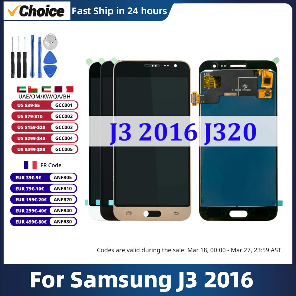 Display-LCD-For-Samsung-J3-2016-J320-SM-J320F-J320G-Touch-Screen ...