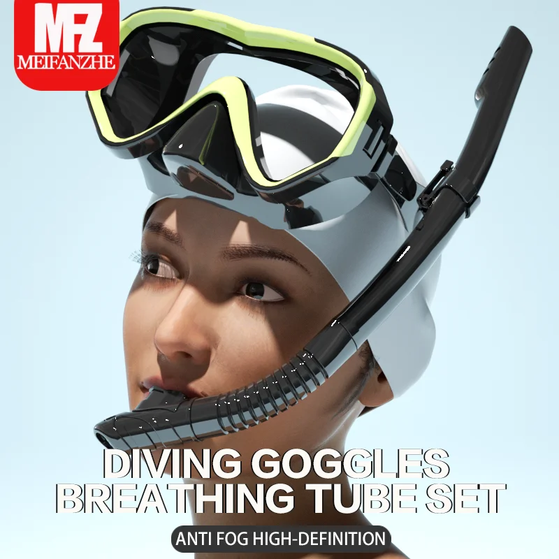 Snorkeling Set Anti-Fog Silicone Tempered Glass Diving Mask Adult Goggles Leak-Proof Snorkeling Mask for Man And Women