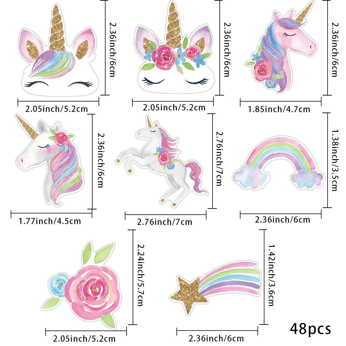 24 Stücke Einhorn Cupcake Topper Lila Serie Kuchen Topper Für Kinder Einhorn Motto Geburtstag Party DIY Kuchen Dekoration Lieferungen – Detail 5