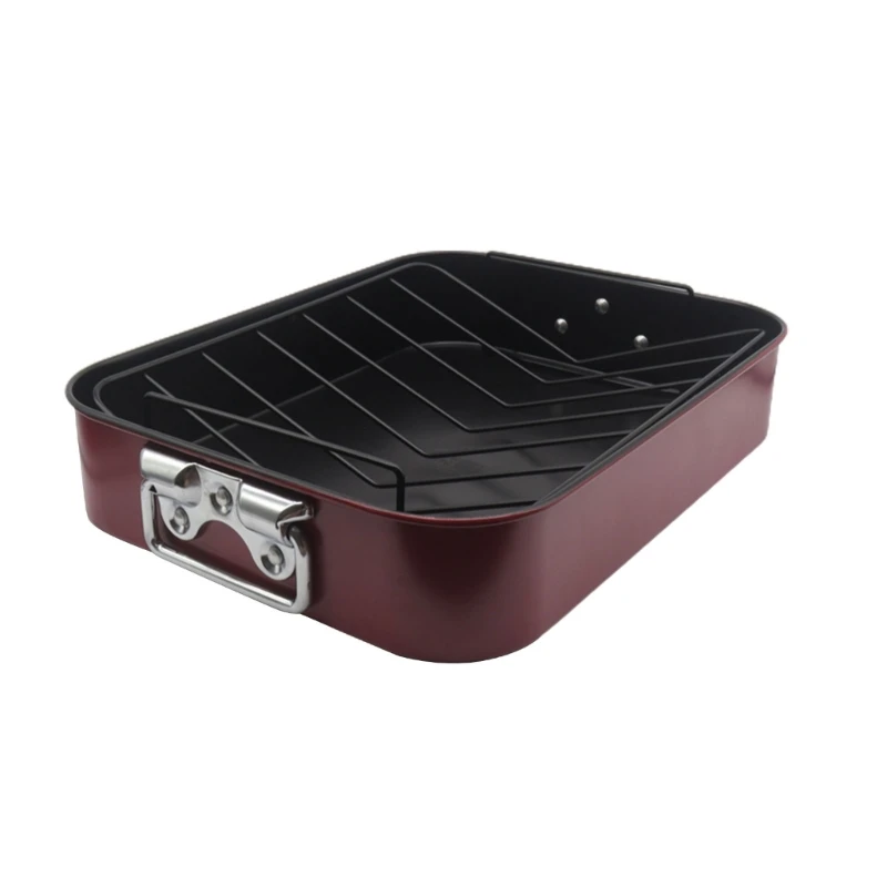 

Stainless Steel Roasting Dish with Rack Grilling Pans Kitchen Utensils Suitable for Family Dinners Outdoor Picnics
