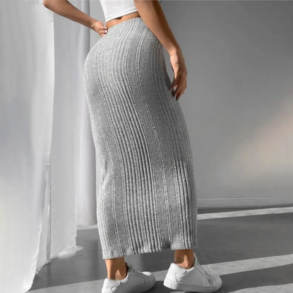 

Slim-fit Skirt Striped High Waist Knitted Maxi Skirt for Women Warm Slim Fit Ankle Length Sheath Skirt for Fall Winter Autumn