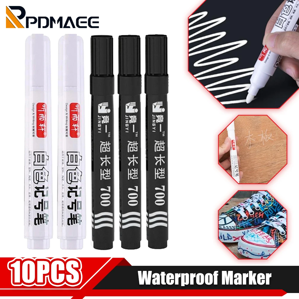 White Marker Pen Oily Marker Pen for Metal Plastic Marker Waterproof Permanent Writing Draw Graffiti Pen DIY Supplies Hand Tools