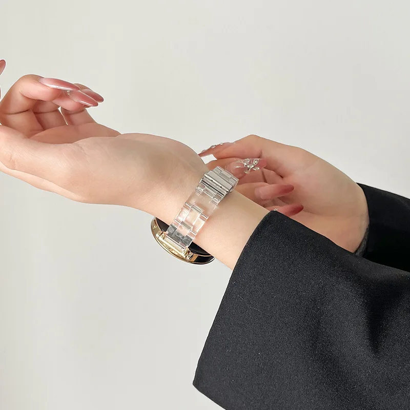 Rainbow Resin Watch Strap - Clear Strap Bracelet Accessory in 18mm, 20mm, and 22mm
