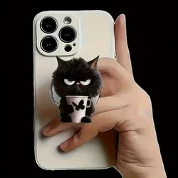 Adorable Black Cat Portable Phone Stand | Acrylic Folding Grip Holder (1)
