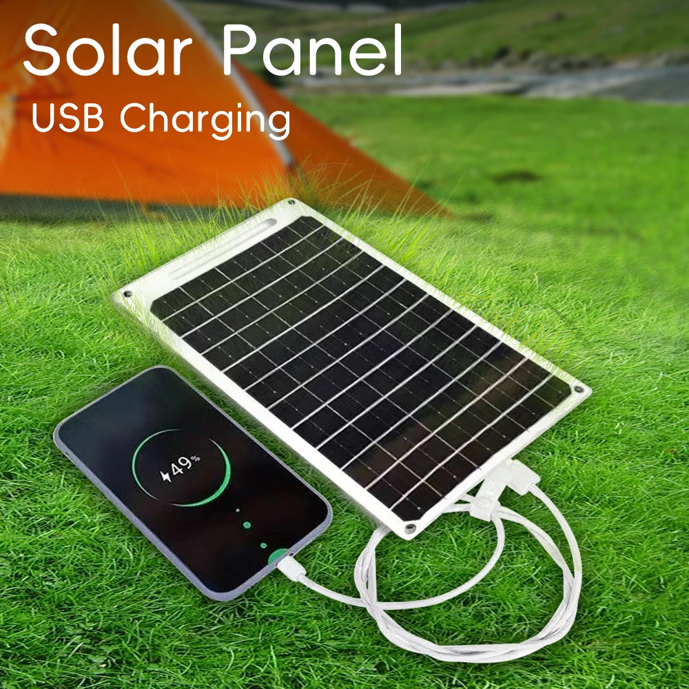 30W Solar Panel With USB Waterproof Portable Battery Mobile Phone Charging Bank Charging Panel for Outdoor Hiking Camping