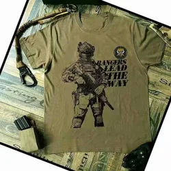 Rangers Lead The Way: Premium Cotton US Army Infantry Graphic T - Shirt - S (Army Green 2)