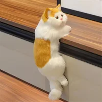 Realistic Furry Hanging Cat Simulation Plush Cat Doll Animal Figurines Home TV Decoration Cute Kitten Model Soft Toy Child Gift 2