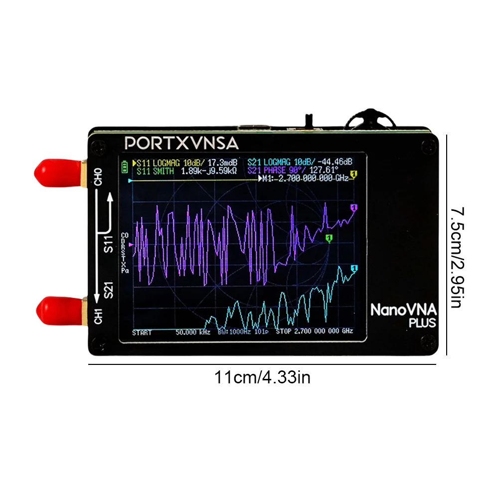 50Khz-2.7Ghz Nanovna Plus 안테나 분석기 충전식 스펙트럼 분석기 안테나 테스트 분석기 반사 측정 도구
