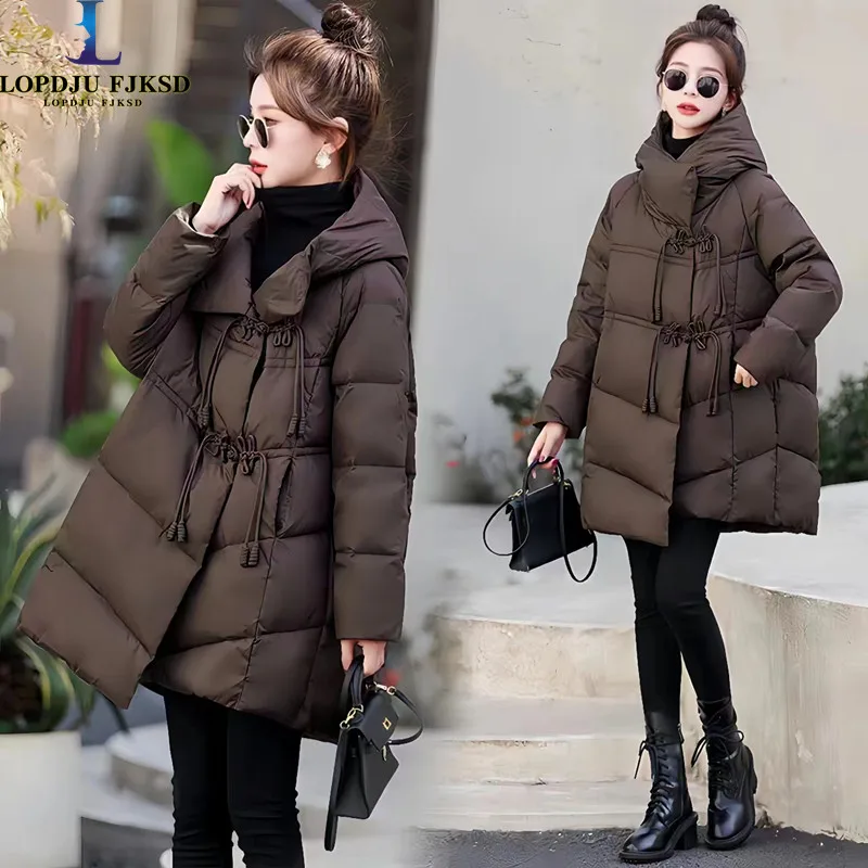 

Single Breasted Women's Coat, 90% White Duck Down Jacket, Hooded Parkas,Korean Female Clothing,Hooded,Zipper,Winter,New