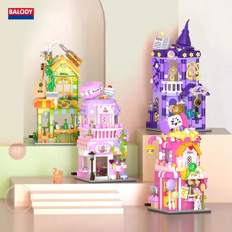 Street View Building Blocks VILLA House Magic House Colorful 3D Model Assembling City Mini Bricks Sets Kids Kits for Kids Gifts