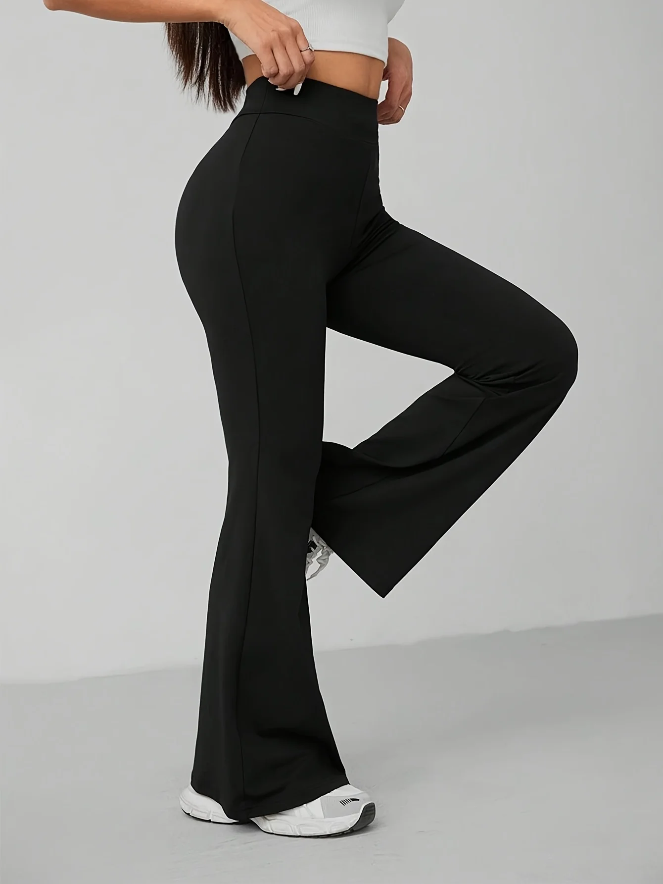 1 piece of women's long pants, high-end flared pants, tight fitting high waisted slim fit elastic dance casual pants for women 3