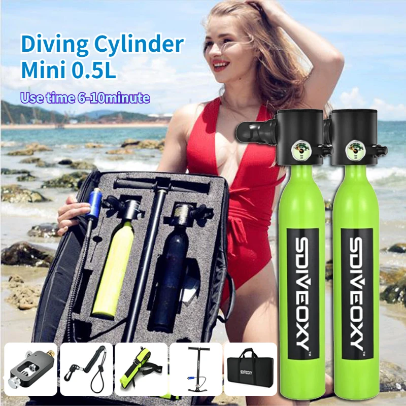

2023 New In Underwater Breathing Apparatus Portable 0.5L Mini Diving Lung Scuba Cylinder Diving Oxygen Tank Gear Accessories