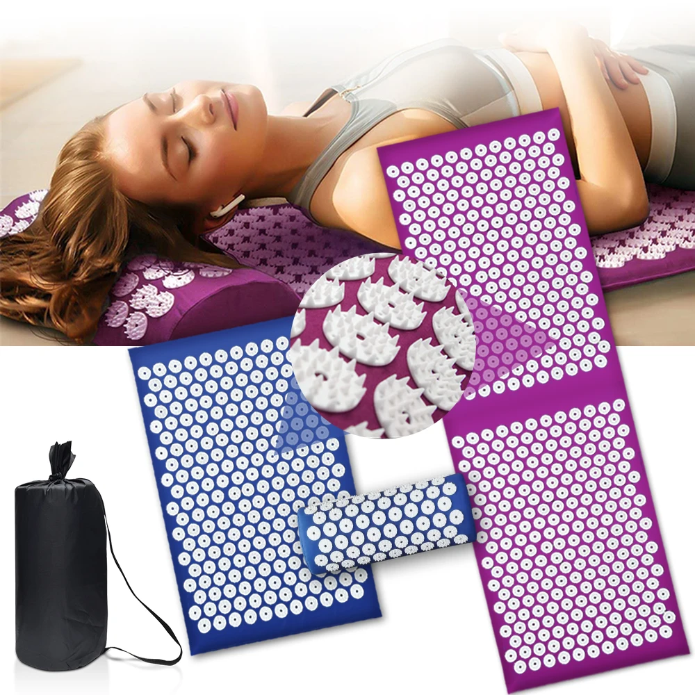 Cojín de acupresión para Yoga, Colchoneta de masaje con aplicador, almohada de masaje Sensi, esterilla corporal con aguja