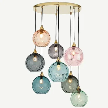 Modern Glass Chandelier Nordic Lustre Led Pendant Light for Living Room Restaurant Classical Colorful Glass Hanging Lamp Fixture 1