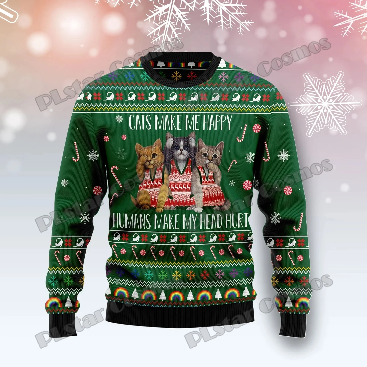 PLstar Cosmos Niedlicher Dackel 3D-gedruckter modischer hässlicher Weihnachtspullover für Herren, Winter, Unisex, lässiger Strickpullover, Pullover MYY34 – Detail 9