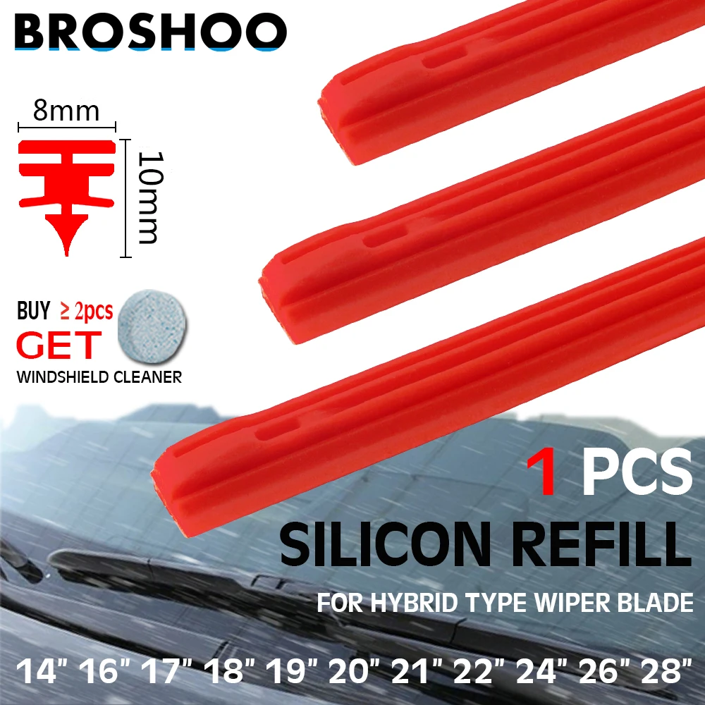 1 PCS RED Car Wiper Blades Silica Gel Silicon Refill Strips for Hybrid ...