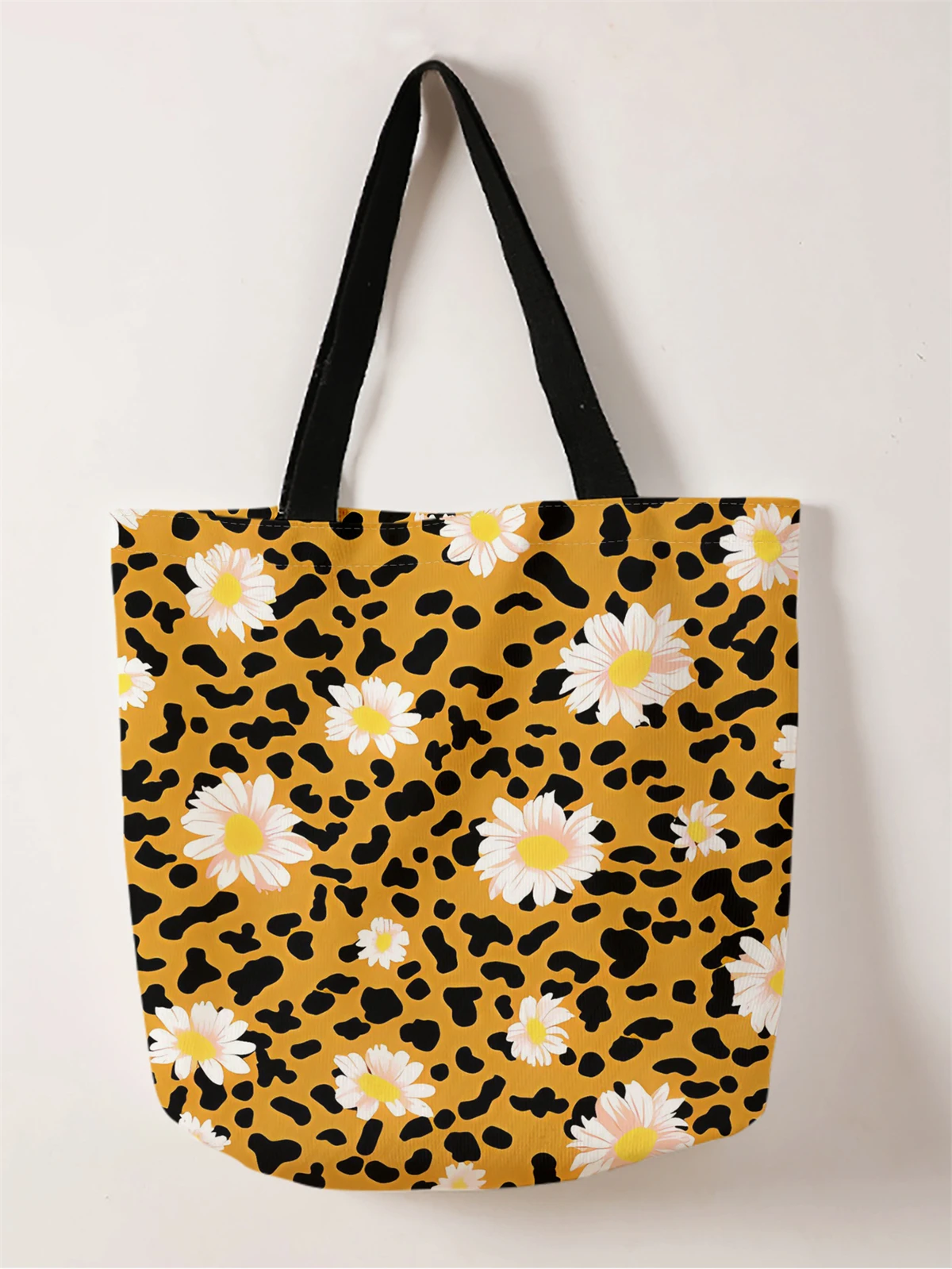 1pc,sunflower handbag, reusable fashionable handbag, multifunctional handbag, printed canvas shopping bag