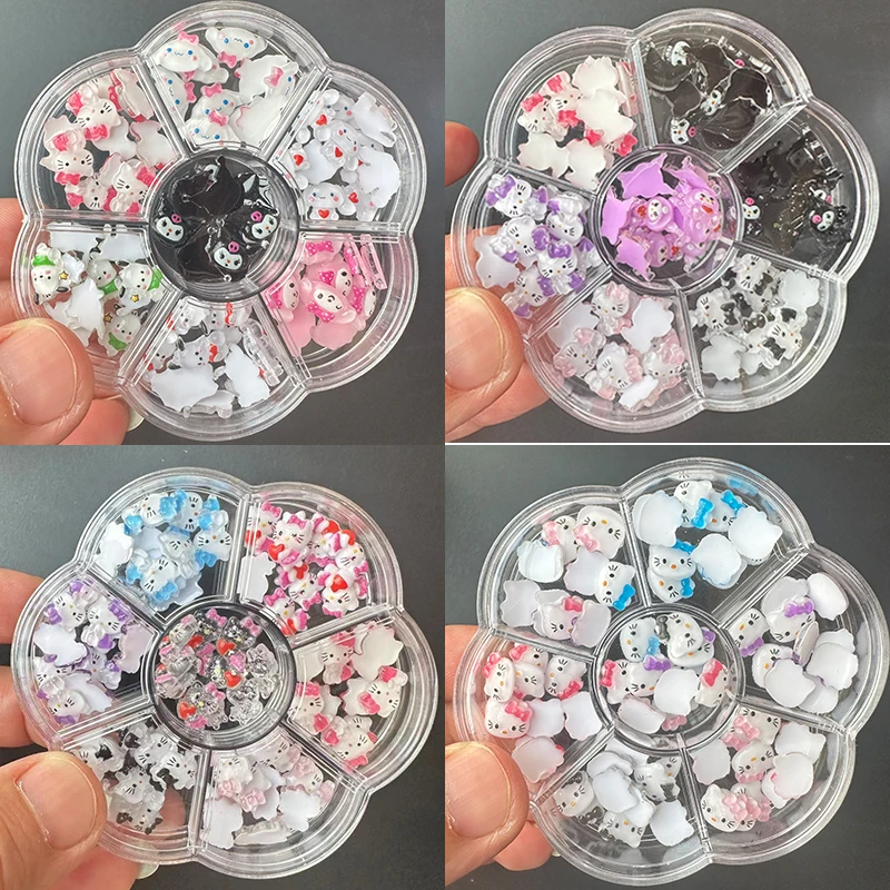 Sanrioed Hello Kitty DIY Nail Art Jewelry Decor Kawaii Kuromi Charms For Manicure DIY Nail Parts Rhinestone Toy Gift for Girls 6