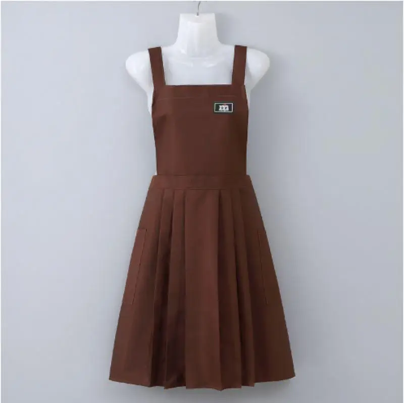 1Pc Waterproof Oil Resistant Pleated Apron Women Summer Restaurant Kitchen Fashion Work Clothes Dirt Resistant Apron