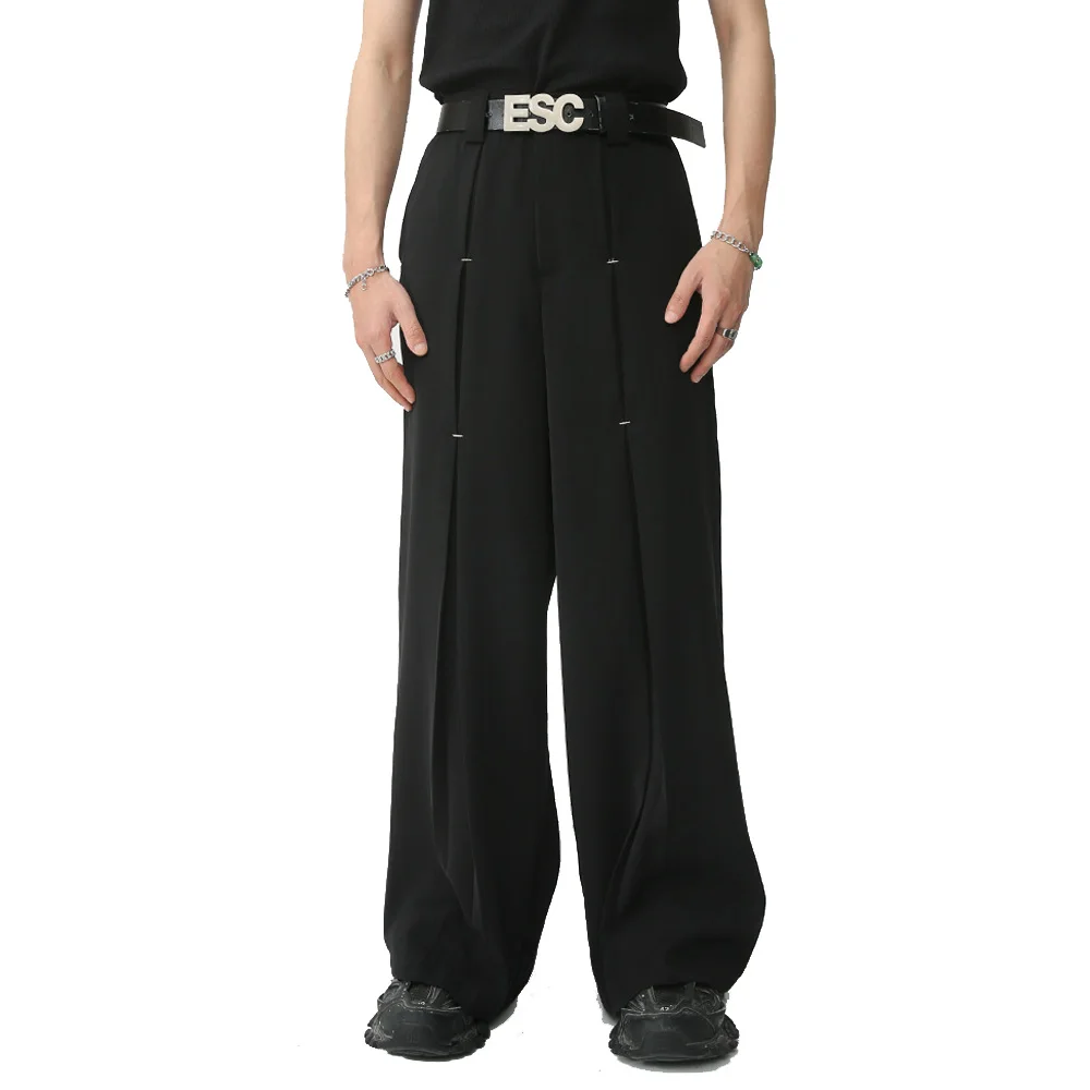 Men Loose Casual Wide Leg Suit Pants Male Net Celebrity Streetwear