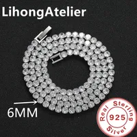 Nouveau collier en argent Sterling 925, collier de Tennis en Zircon Aaa de 6mm, adapté aux femmes et aux hommes, bijoux cadeau 4