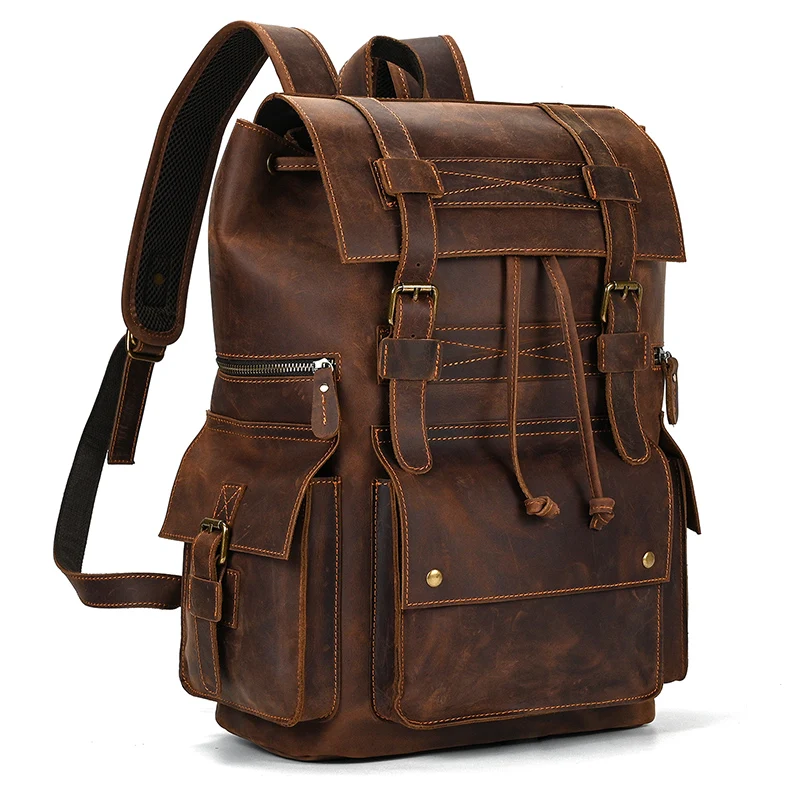 Leather Backpack Travel Pioneer™ - Dark Brown