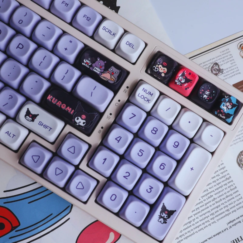 

Mechanical Keyboard Keycap Set 104 Keys MOA Personality for F87 S99 Sublimation Process Customization Kuromi Cartoon Keycaps