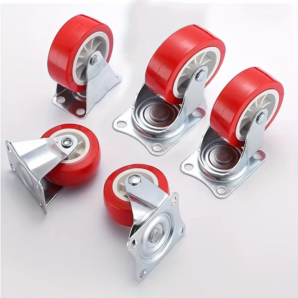 4-Pack PVC 1.97 "Heavy duty universal and directional casters, quiet red rotating wheels, trolley furniture items trolley 2