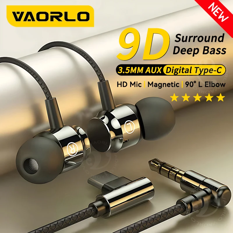 Enhanced Metal Magnetic Gaming Earbuds with 9D Surround Sound and HIFI Heavy Bass