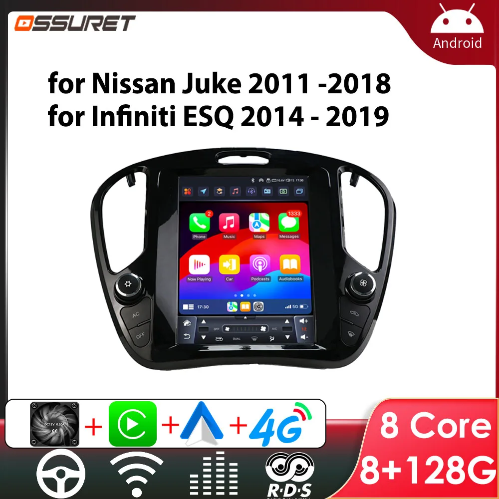 Android Autoradio Multimedia für Nissan Juke 2011-2018 für Infiniti ESQ 2014-2019 Carplay Auto 9,7 Zoll vertikaler Bildschirm Stereo