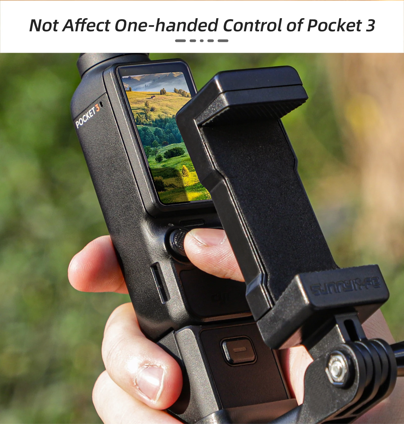 Sunnylife 포켓 3 용 전면 프레임 폰 홀더 DJI Pocket 3 카메라 액세서리 용 콜드 슈 마운트 접이식 1/4 나사 어댑터