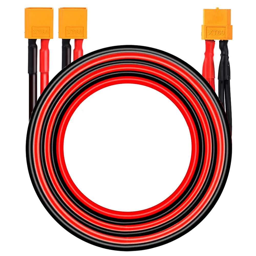 Connecteurs XT30 mâles du câble de connexion XT60/XT30 1F-2M 16AWG, avec isolation thermorétractable noire.
