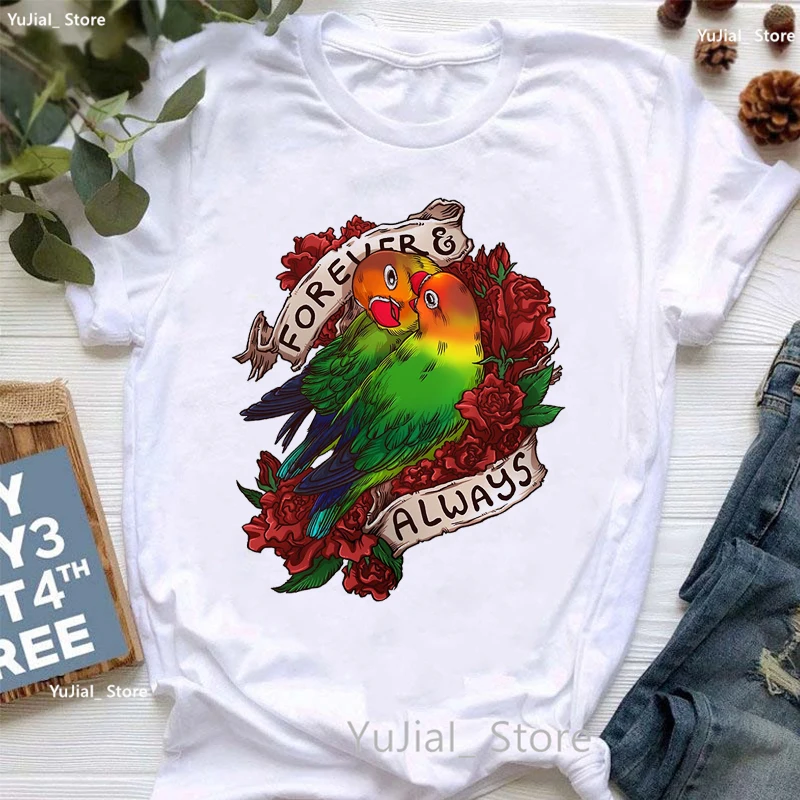 

Lovely Cockatiel Kiwi Bird Print T Shirt Girls Harajuku Shirt Kawaii Clothes Summer Short Sleeve Female T-Shirt Fahsion Tshirt