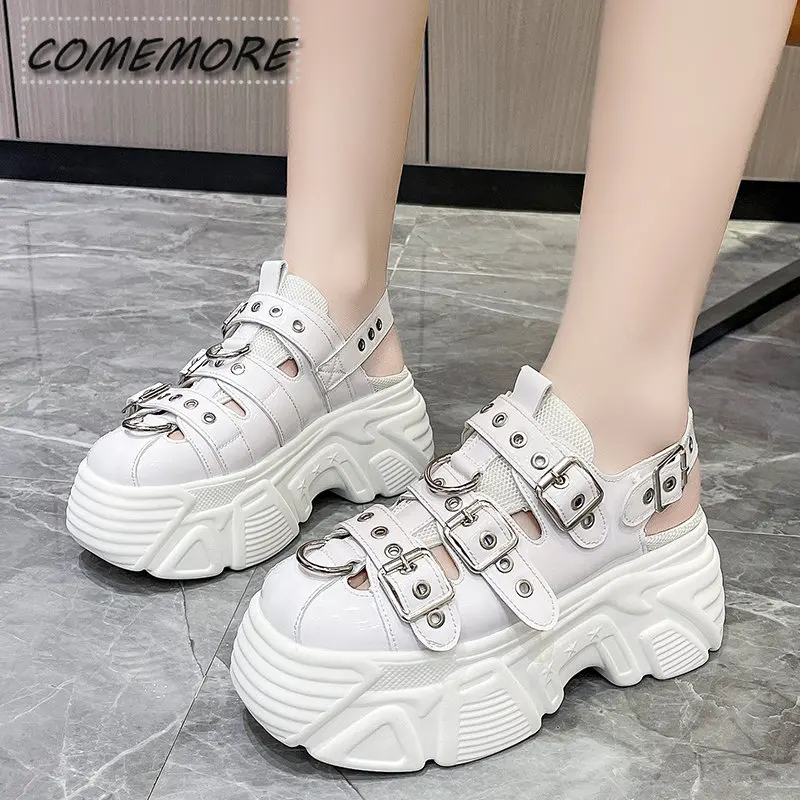 New Thick Sole Punk Sandals Women Wrap Toe Hollow Outs Roman Sandalias for Women's Casual Beach Slippers Summer Platform Sandals