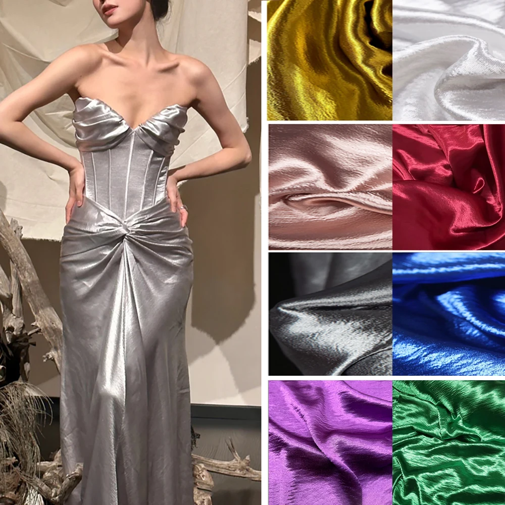 Gold silver red white Mercerized Satin Fabric Skirt Dress Shirt Sewing Fabric By yard Handmade DIY Patchwork Decoration Cloth