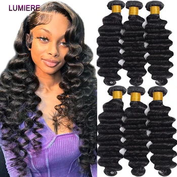 Loose Deep Wave Human Hair 3/4 Bundles Deals 100% Virgin Raw Human Hair Weave Bundle For Women Wholesale 100g Hair Extensions 1