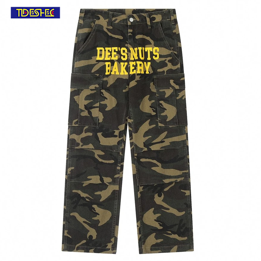 

Men Women 2023 New Fashion Casual Rock Wide Foot Baggy Trouser Y2k Jeans Hip Hop Letter Printed Pant Streetwear Camouflage Pants