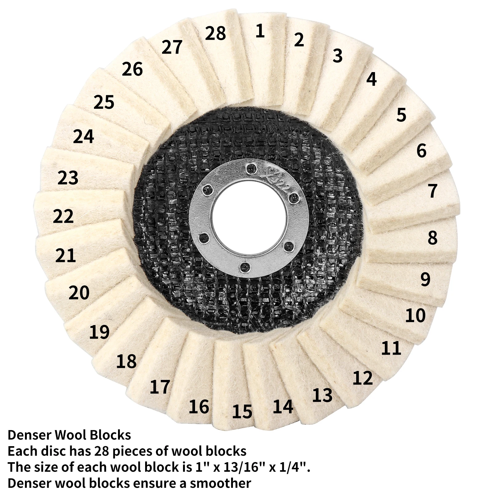 Polierscheibe aus Wolle für Metall, Glas, Keramik, Filzpad, Schleifzubehör, Schleifscheibe, 115 mm, 125 mm – Detail 5