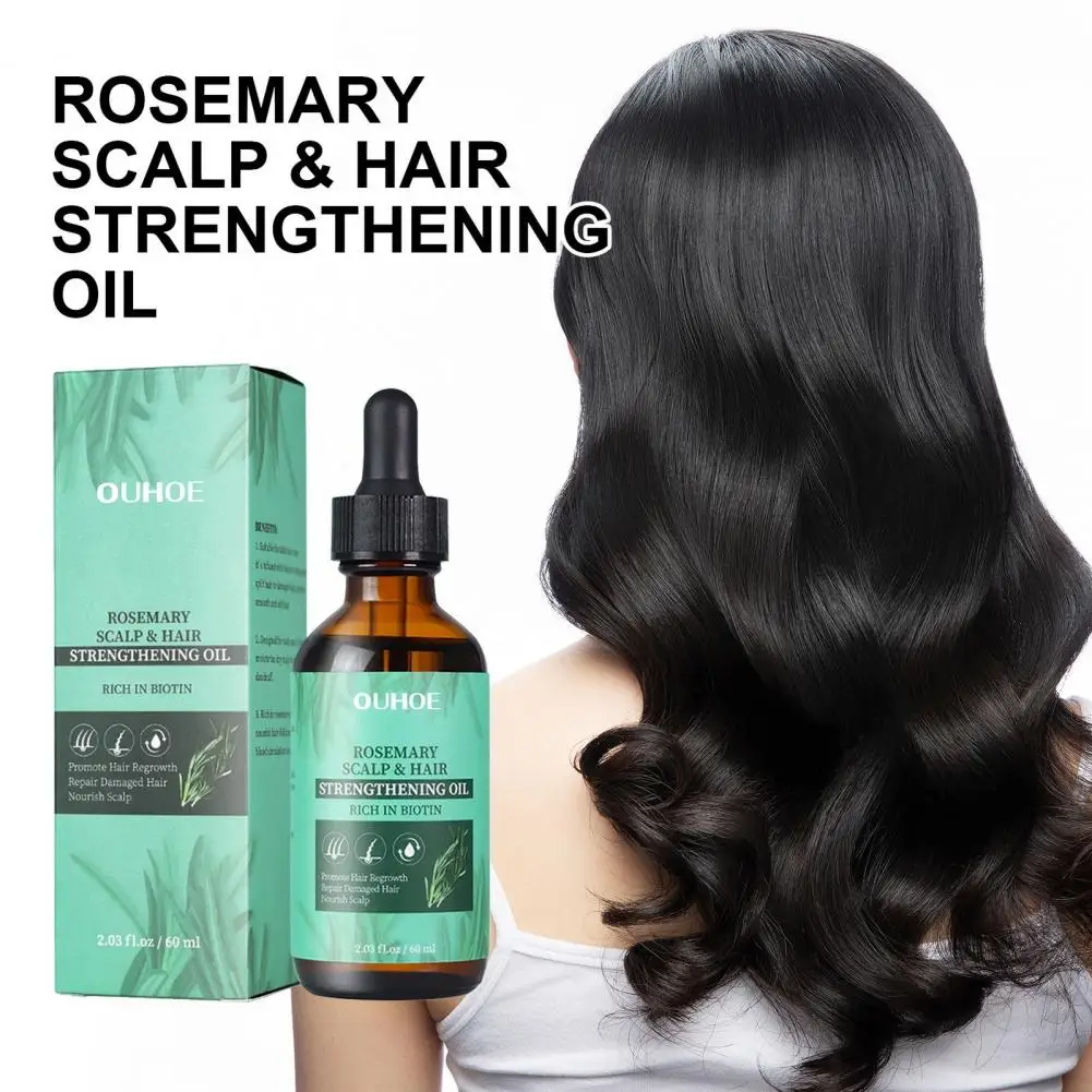 

60ML Rosemary Hair Essential Oil Nourishes Repairs Smoothens Hair Oil Nourishing Treatment for Split Ends Dry Organics Hair Care
